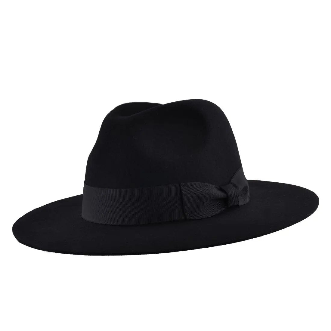 Gladwin Bond Stiff Wide Flat Brim Wool Fedora Hat. Handmade, 100% wool, with a 9cm wide brim and 11cm high crown. Features a comfortable PU sweatband and black belt band. Available in multiple sizes. Full Product Description: Gladwin Bond Stiff Wide Flat Brim Wool Fedora Hat The Gladwin Bond Stiff Wide Flat Brim Wool