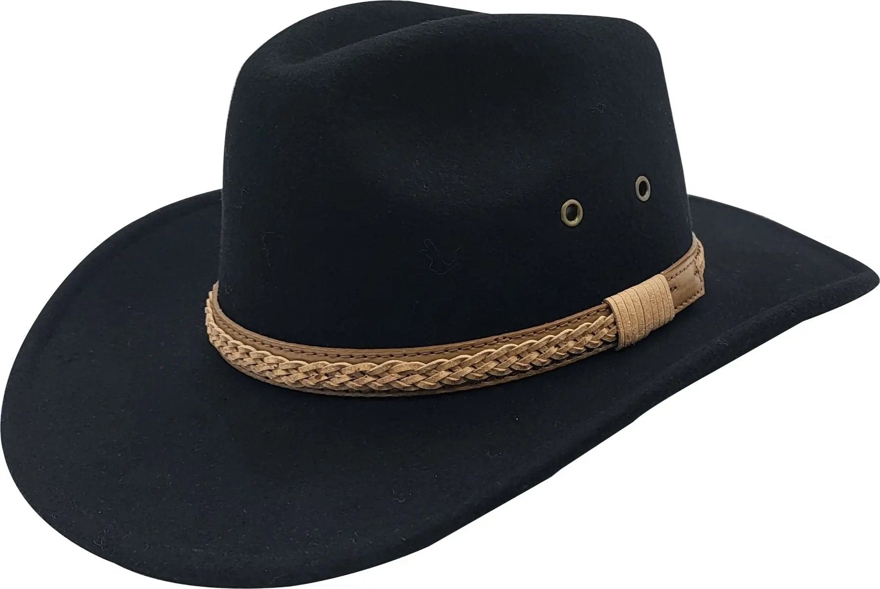 Western style with our handmade 100% wool felt cowboy hat. Crushable, water-repellent, and supremely comfortable. Features wide brim for sun protection and high crown for ventilation. Available in Black, Brown, Olive-Green, and White, sizes S/M and L/XL. Durable, practical, and timelessly stylish for any cowboy.