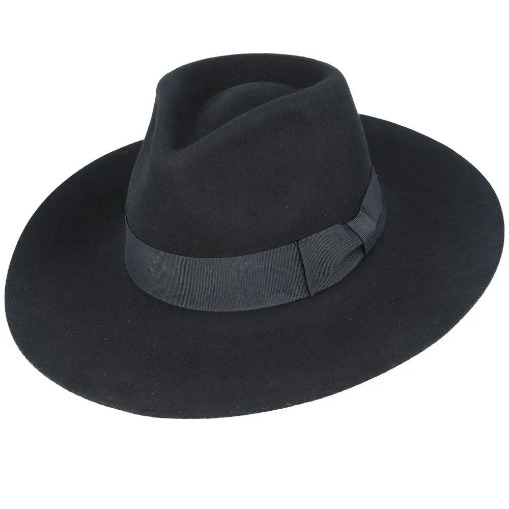 The Daisy Wide Stiff & Snap Brim Fedora Hat by Novella Hats is a versatile and stylish accessory for both men and women. Made of 100% wool felt, this fedora features a stiff crown and brim for a structured look. Available in ruby, black, and gold, the hat boasts an approximately 10.5cm high crown
