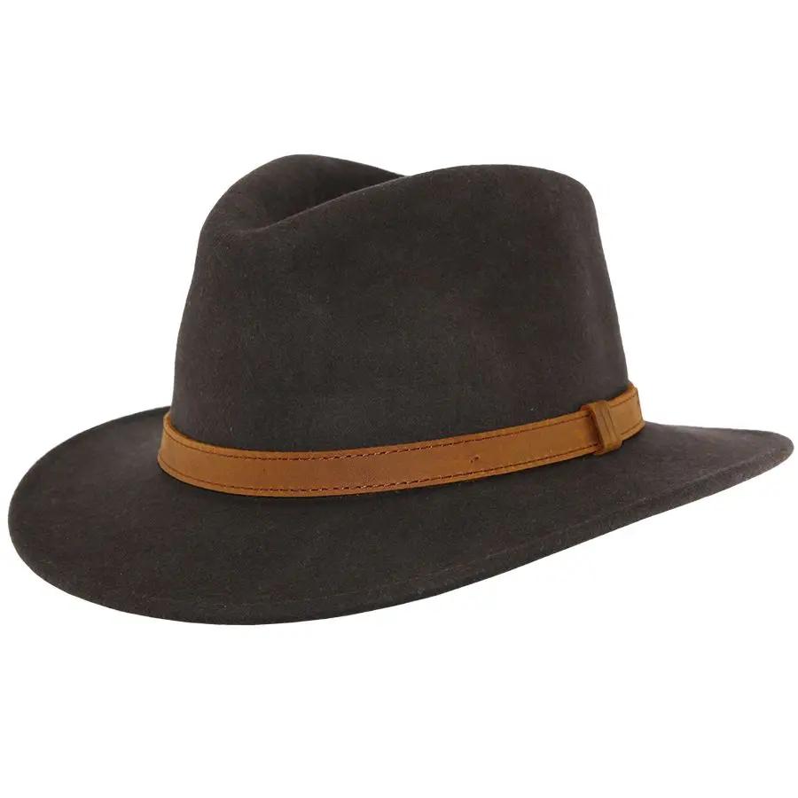 Crushable Wool Fedora Hat with Leather Band. Handmade, unisex, wide-brim (8cm) fedora with a 9cm high teardrop crown, 100% wool, cotton sweatband, and leather strap. Water-resistant and packable. Available in multiple sizes.
The Novella Hats Crushable Wool Fedora Hat is a stylish and functional accessory. Handmade with 100% premium wool, this unisex hat features a classic design with a modern teardrop crown and wide A-line shaped brim.