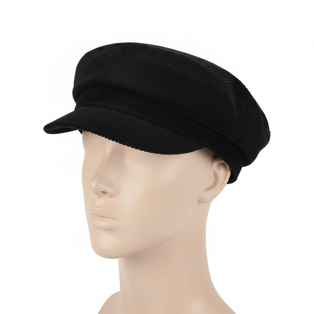 Novella Hats Corduroy Breton Cap – Classic Fiddler Style in Casual Outfit