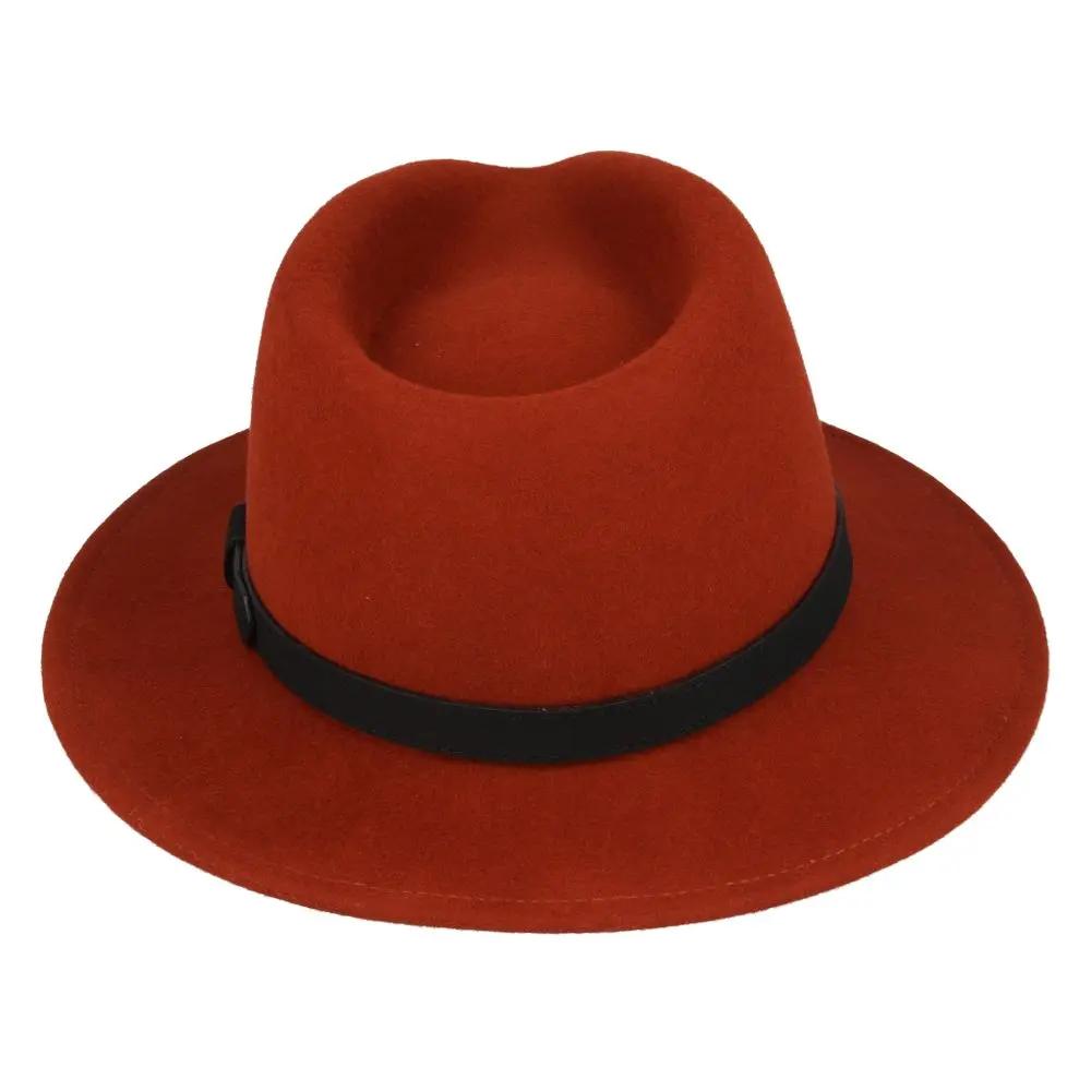 Crushable Wool Fedora Hat with Leather Band. Handmade, unisex, wide-brim (8cm) fedora with a 9cm high teardrop crown, 100% wool, cotton sweatband, and leather strap. Water-resistant and packable. Available in multiple sizes.
The Novella Hats Crushable Wool Fedora Hat is a stylish and functional accessory. Handmade with 100% premium wool, this unisex hat features a classic design with a modern teardrop crown and wide A-line shaped brim.