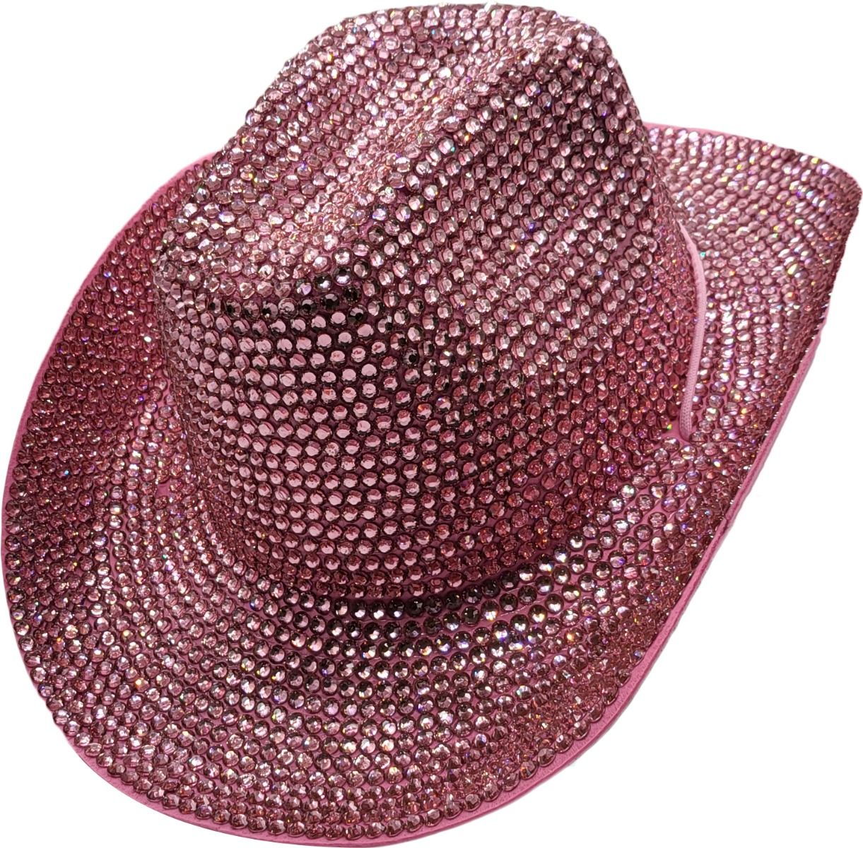 Front View of Sparkly Pink Diamante Cowboy Hat – Festival Party Style