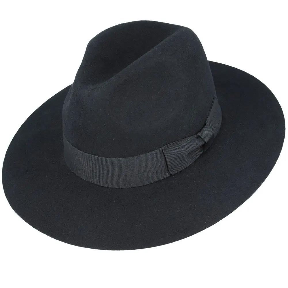 Gladwin Bond Stiff Wide Flat Brim Wool Fedora Hat. Handmade, 100% wool, with a 9cm wide brim and 11cm high crown. Features a comfortable PU sweatband and black belt band. Available in multiple sizes. Full Product Description: Gladwin Bond Stiff Wide Flat Brim Wool Fedora Hat The Gladwin Bond Stiff Wide Flat Brim Wool.