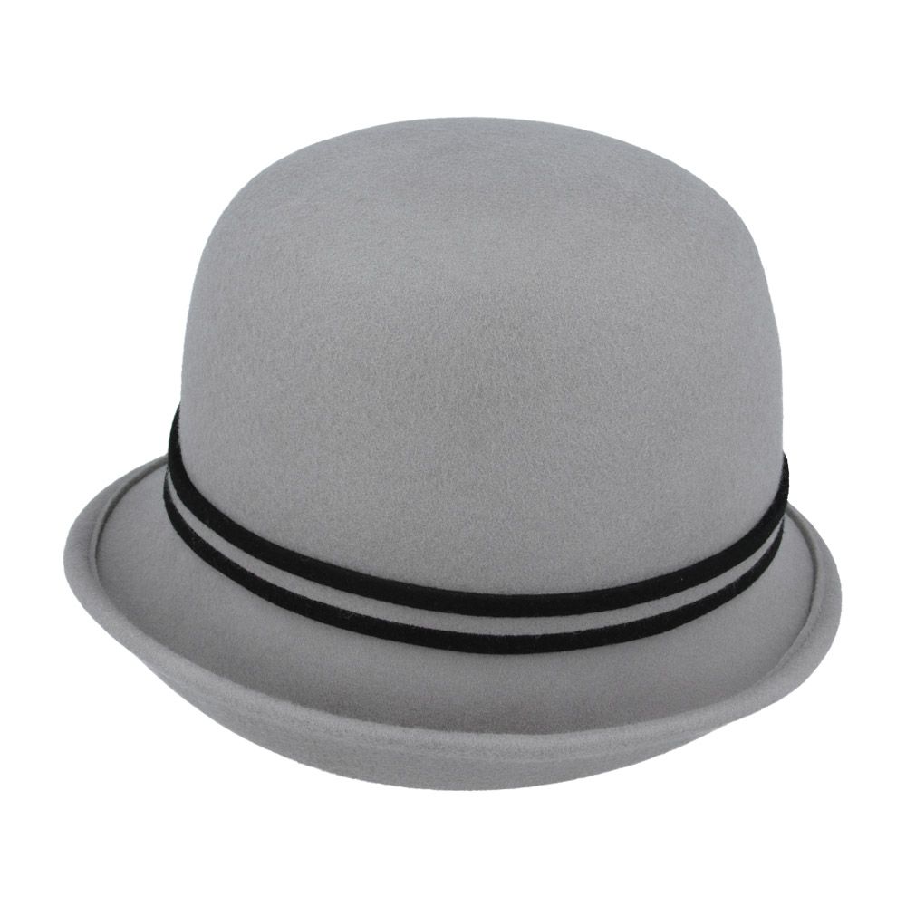 Ladies Wool Cloche Hat – Vintage 1920s Style with Flower & Strap