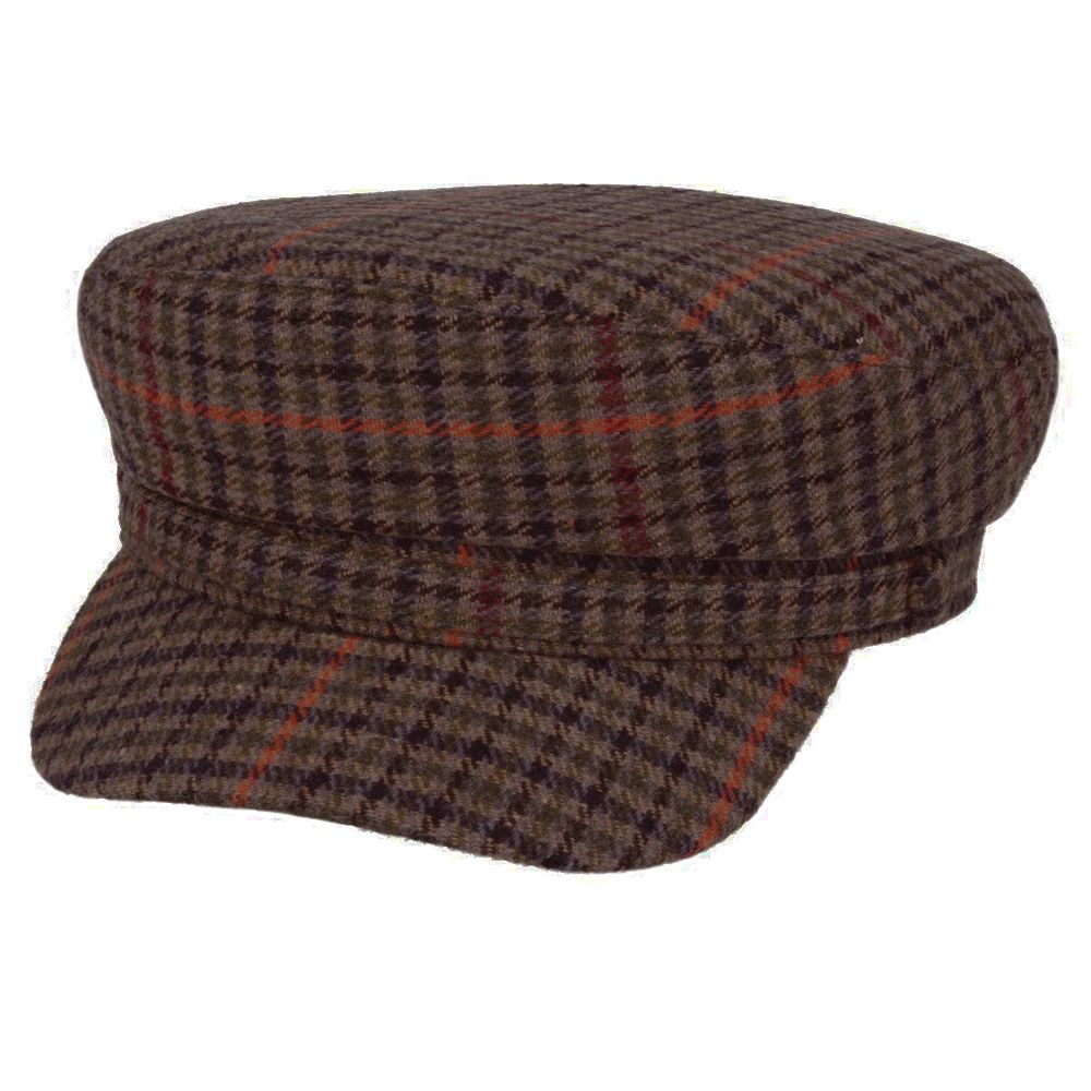 Side View Showing Button Details on Houndstooth Breton Fisherman Hat