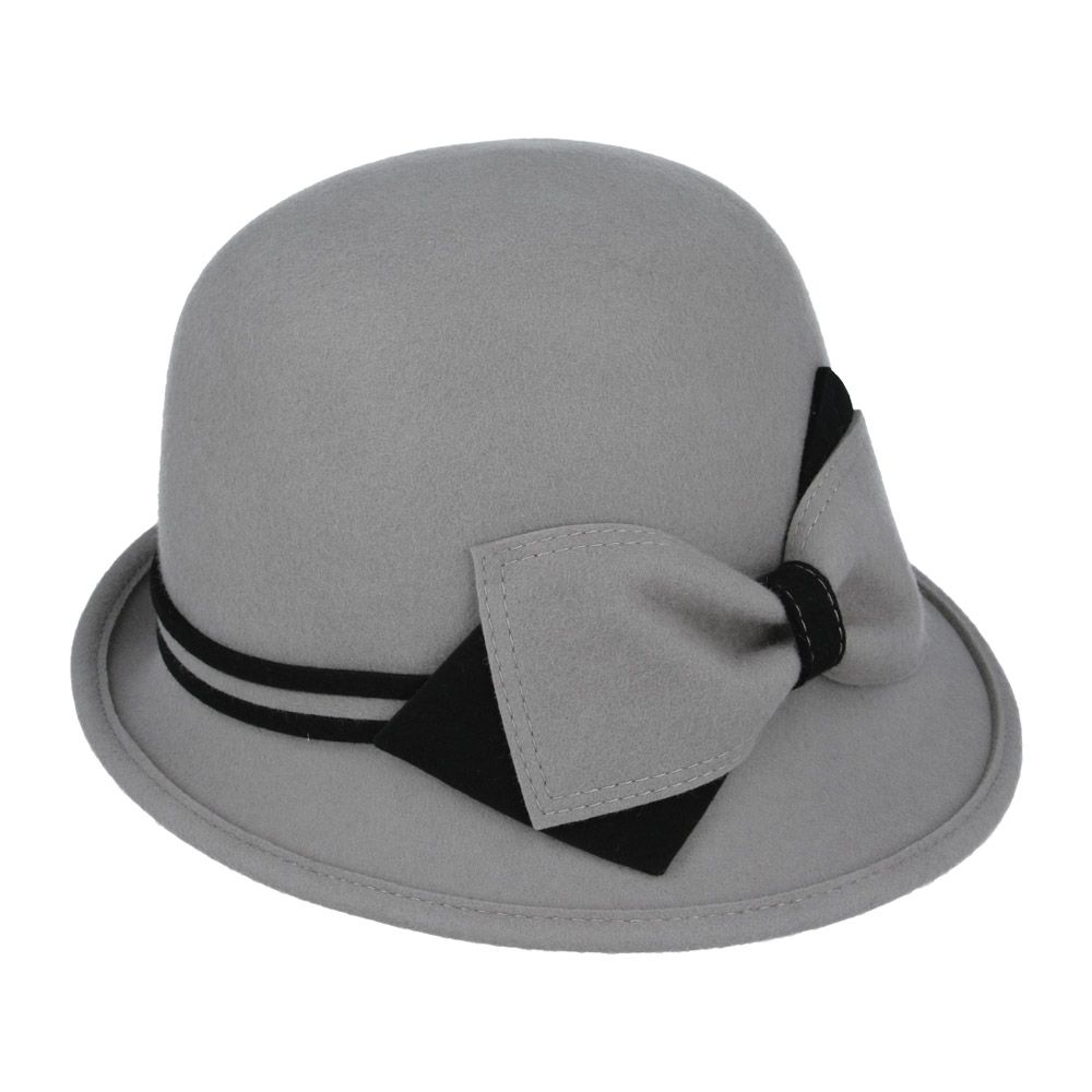 Ladies Wool Cloche Hat – Vintage 1920s Style with Flower & Strap