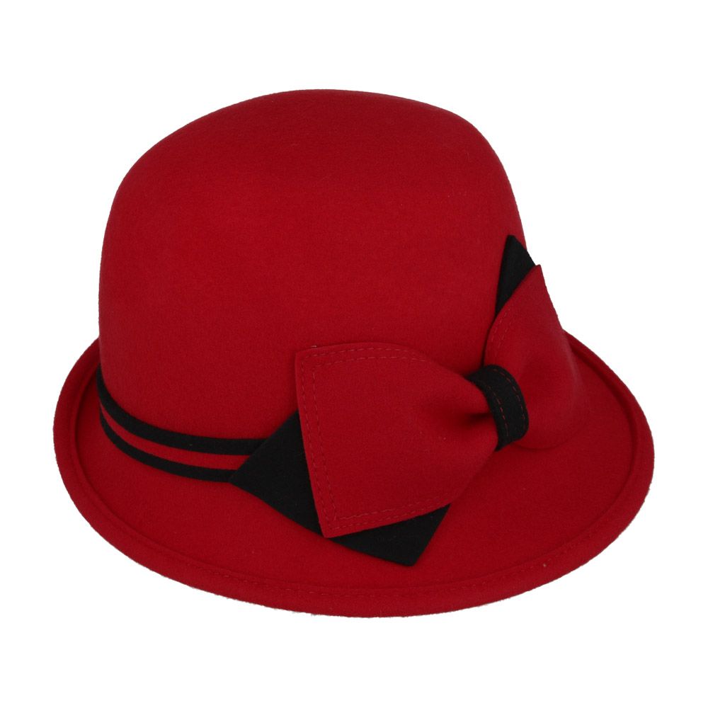 Ladies Wool Cloche Hat – Vintage 1920s Style with Flower & Strap