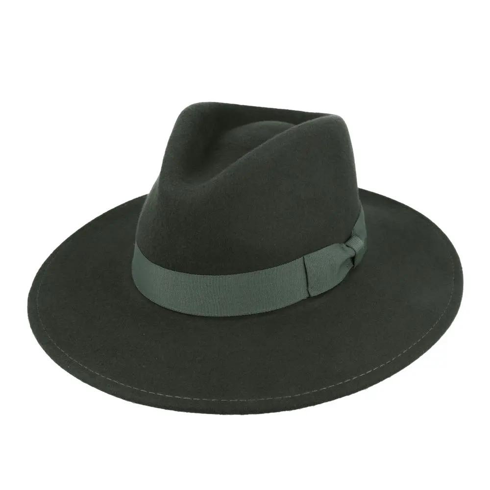The Wide Brim Wool Crushable Fedora is a versatile, classic hat with an A-line shaped brim. This crushable and water-resistant fedora is perfect for travel—simply pack it, shake it, and wear it. The snap brim allows for different styling options, making it both dressy and practical. Hat Details: Material: 100% Wool