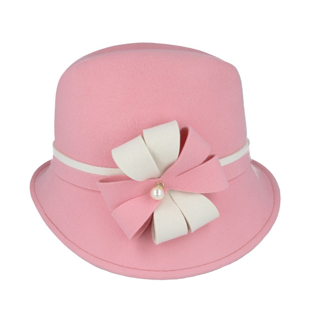 Back View of Black Wool Cloche with Decorative Trim – Novella Hats