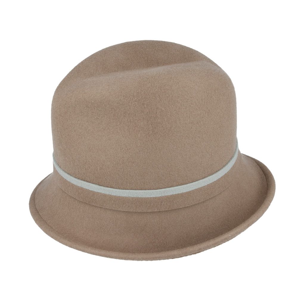 Top View Showing Round Crown Design – Vintage Wool Cloche for Women