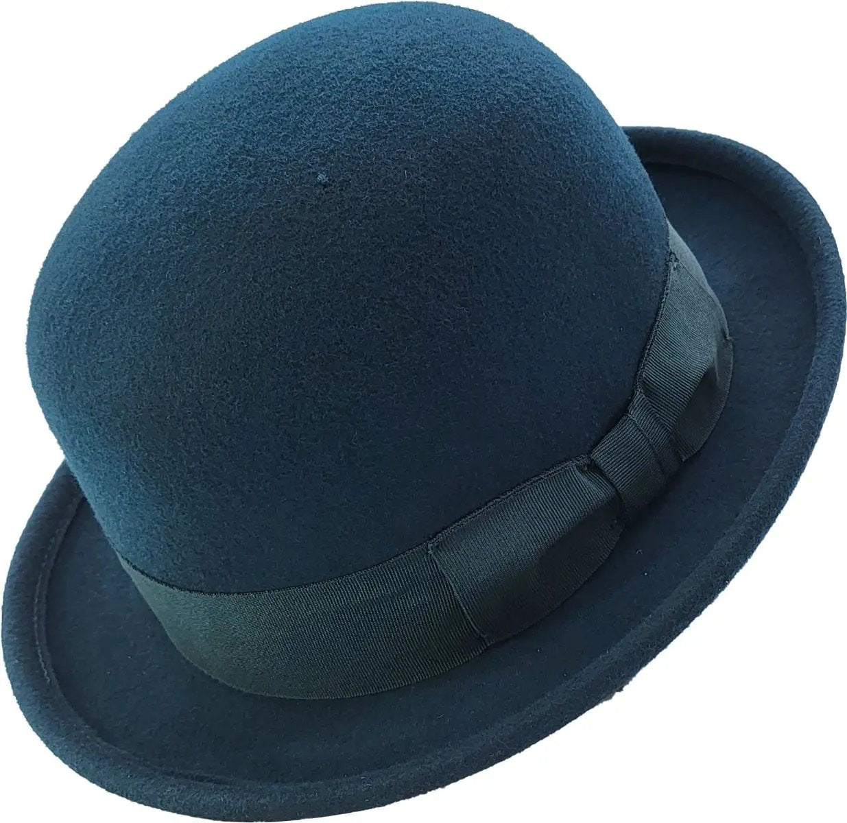 handcrafted soft bowler hat made from 100% premium wool felt. Features a classic grosgrain band and flexible structure for all-day comfort. Available in Black, Burgundy, Royal Blue, and Teal, sizes 55-60cm. Each hat is handmade with care, offering the perfect blend of traditional style and soft wearability