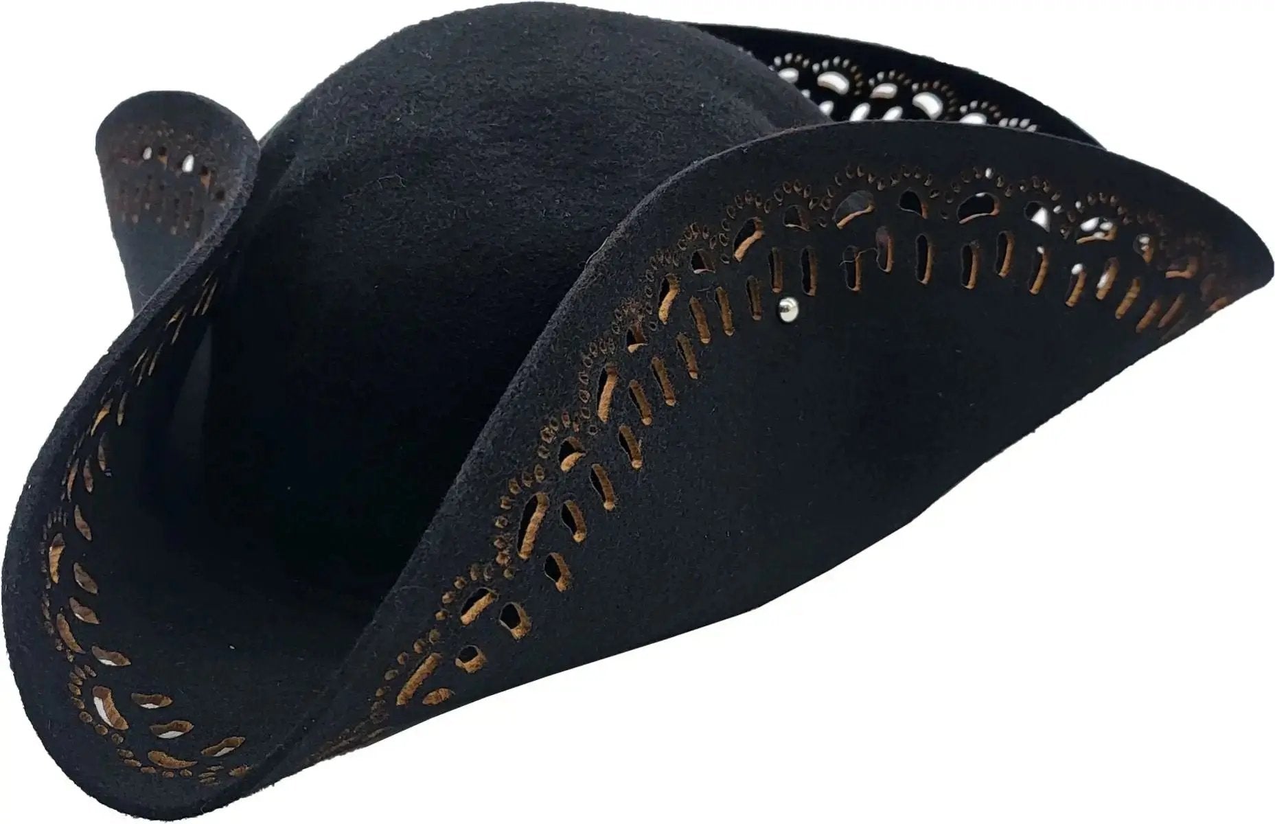 One-size Pirate Tricorn Hat for all. Ideal for Halloween, carnival, theatre. Black & Burgundy. Lightweight, comfortable. Perfect for pirate themes, photo shoots.