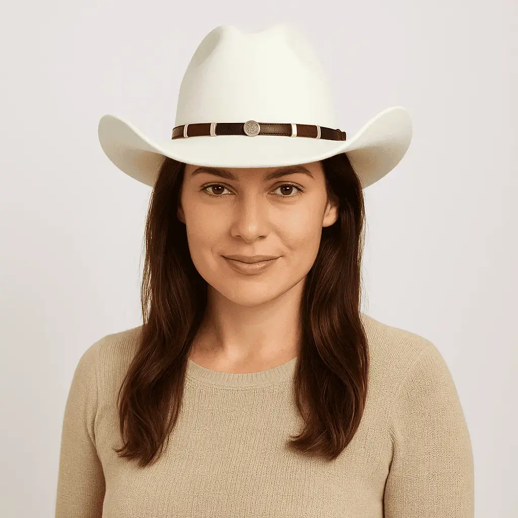Western Wool Cowboy Hat – Classic Cattleman Style | Handmade Vintage American Wide Brim Hat - White