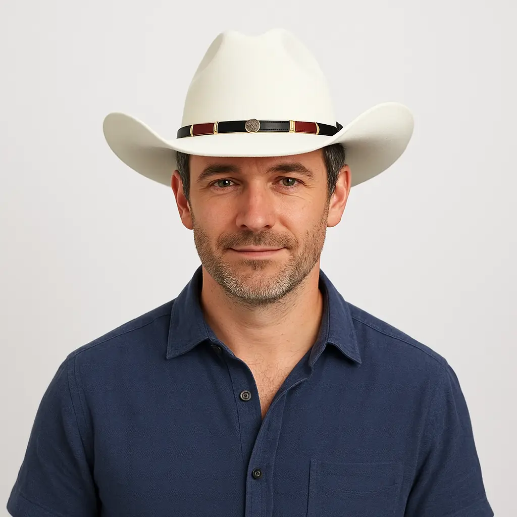 Western Wool Cowboy Hat – Classic Cattleman Style | Handmade Vintage American Wide Brim Hat - White
