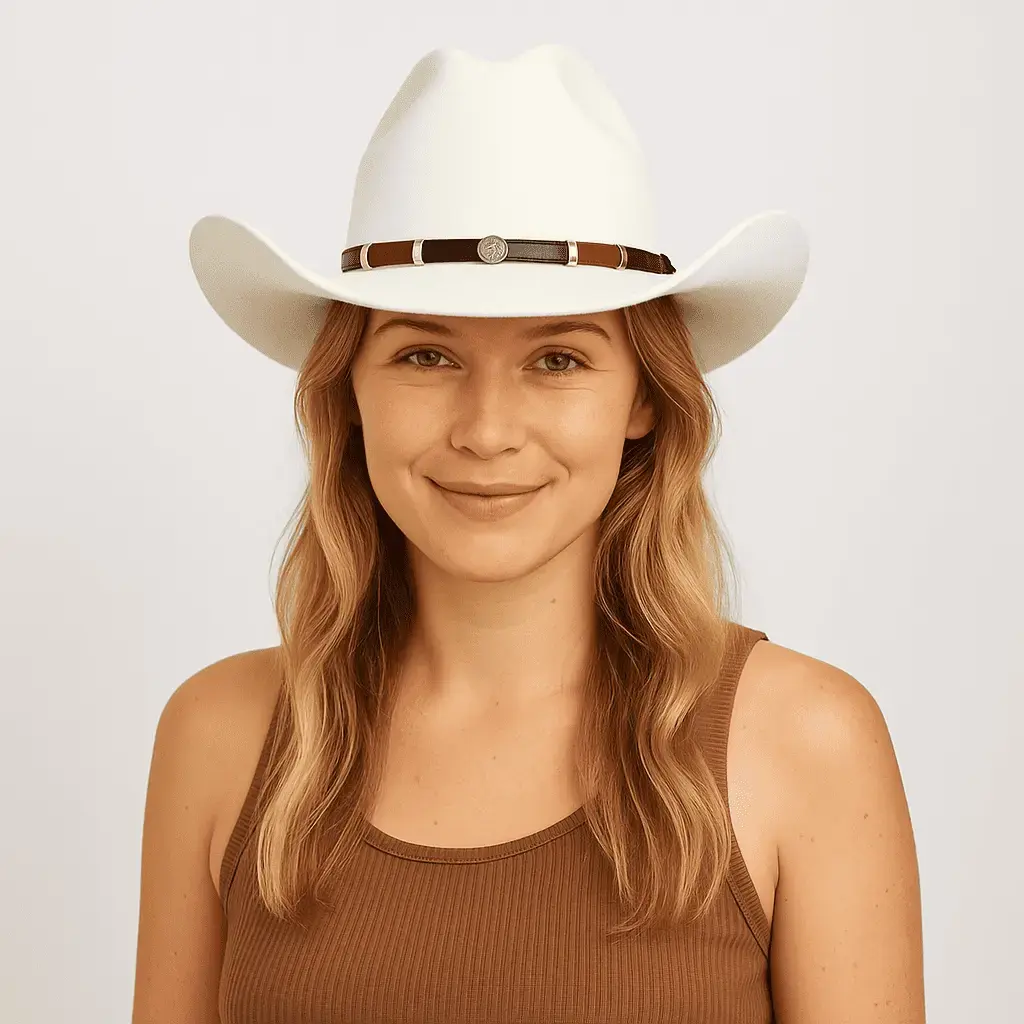 Western Wool Cowboy Hat – Classic Cattleman Style | Handmade Vintage American Wide Brim Hat - White