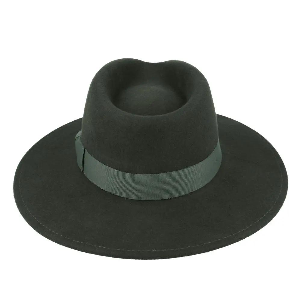 The Wide Brim Wool Crushable Fedora is a versatile, classic hat with an A-line shaped brim. This crushable and water-resistant fedora is perfect for travel—simply pack it, shake it, and wear it. The snap brim allows for different styling options, making it both dressy and practical. Hat Details: Material: 100% Wool