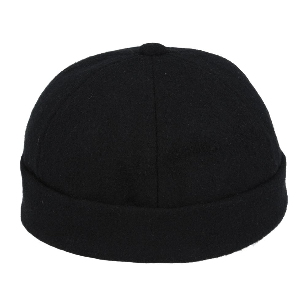 Wool Blend Docker Hat – Brimless Rolled Cuff Sailor Cap, Retro Style