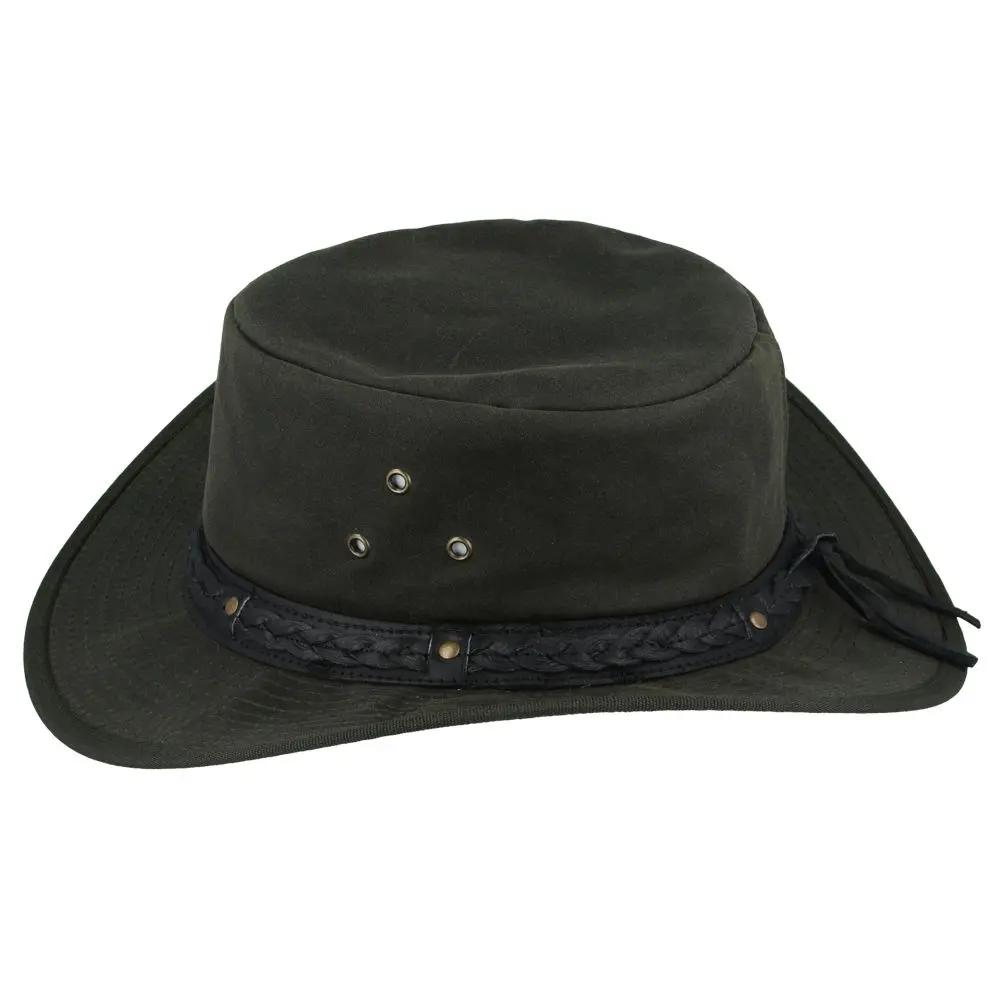 Wax Cotton Cowboy Waterproof Hat Western Style - Olive Novellahats