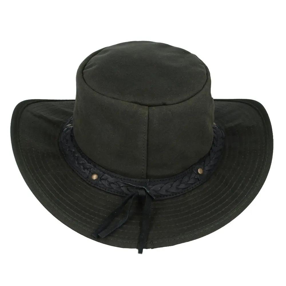 Wax Cotton Cowboy Waterproof Hat Western Style - Olive Novellahats
