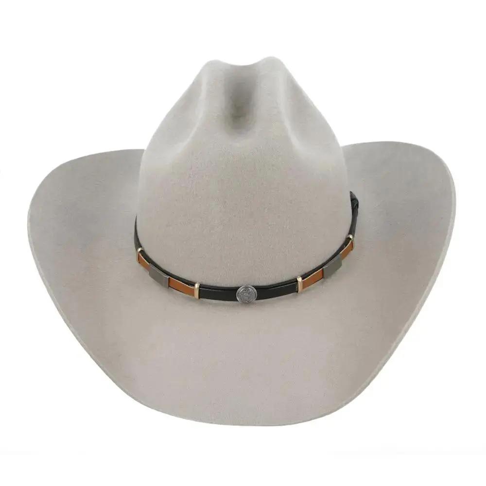 The Cattleman Western American Cowboy Hat is a timeless piece that perfectly blends style and functionality. Crafted from 100% wool felt, this hat features a black and brown leather concho band, adding a touch of elegance to its rugged design.
Hat Details:
Material: 100% Wool Felt
Style: Stiff Wide Brim (approximately 8cm)
Crown: Centre Dent Crown (approximately 11cm)
Sweatband: Comfortable Cotton
Unlined
Colour: Sand, Black & Brown
Handmade