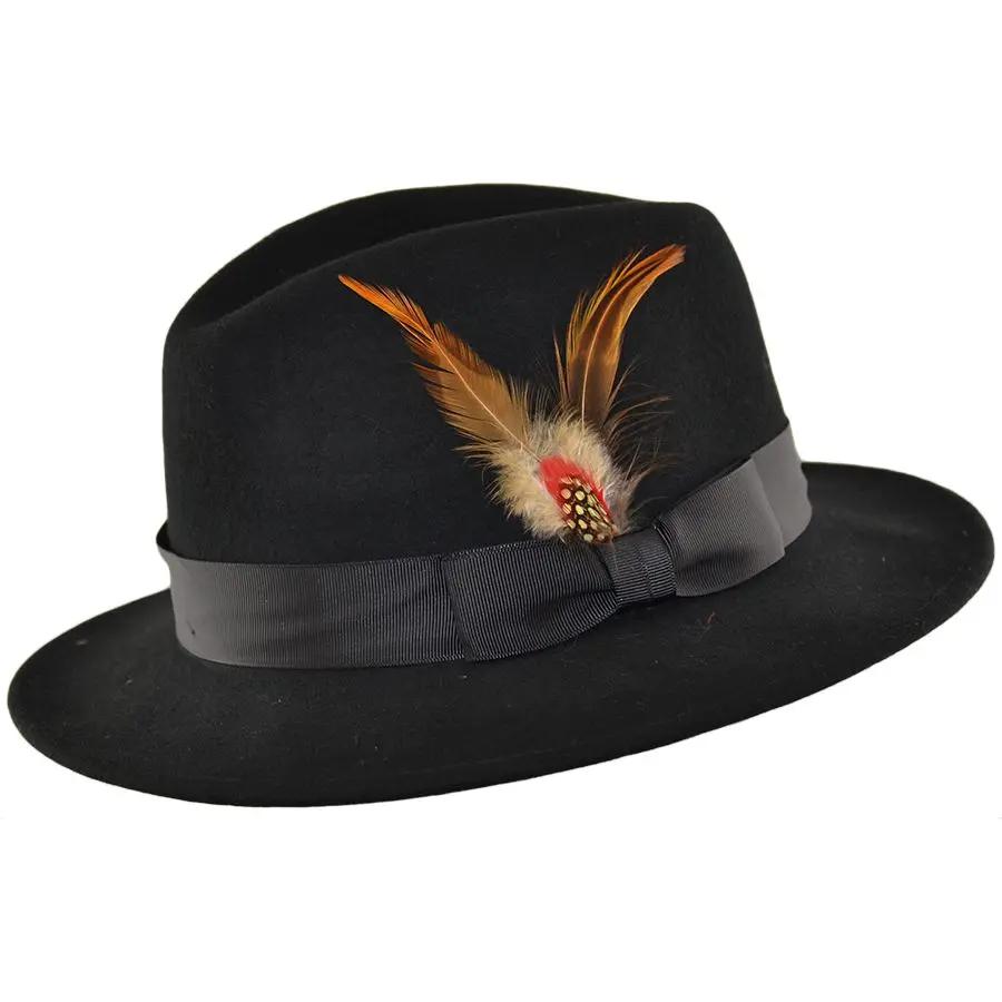 Israel Jewish Rabbi Hat - Wool Hasidic Fedora Cap Black Felt Novellahats