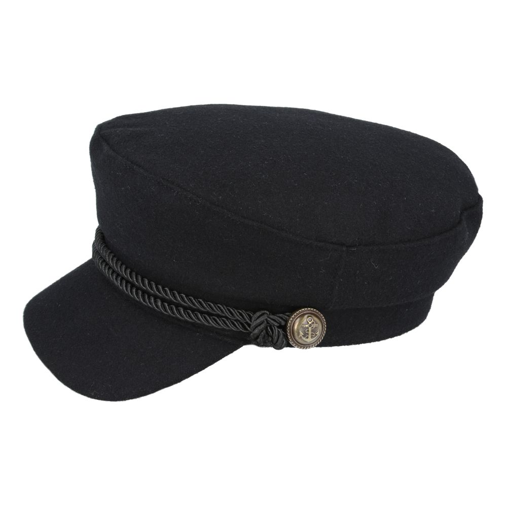 Side View of Novella Sailor Hat in Black with Decorative Rope Band