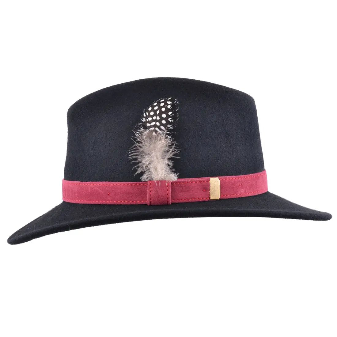 Crushable Wool Felt Fedora Hat with Feather Pin Novellahats
