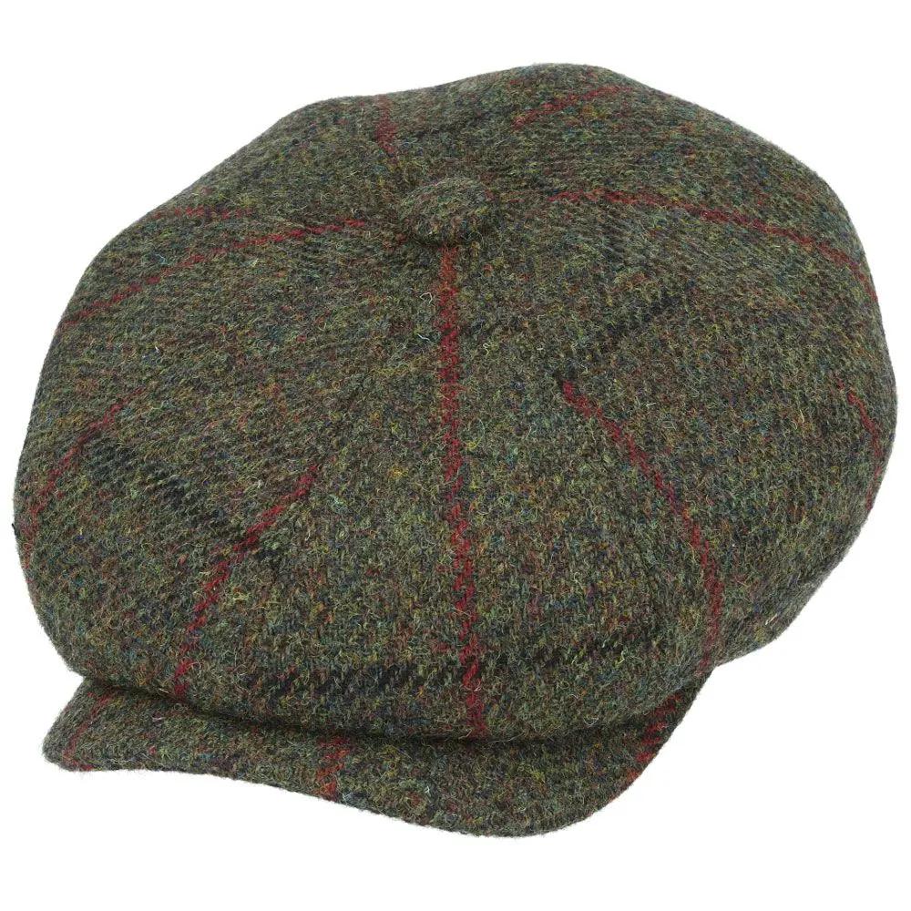 Harris Tweed Wool Newsboy Cap - Green Novellahats