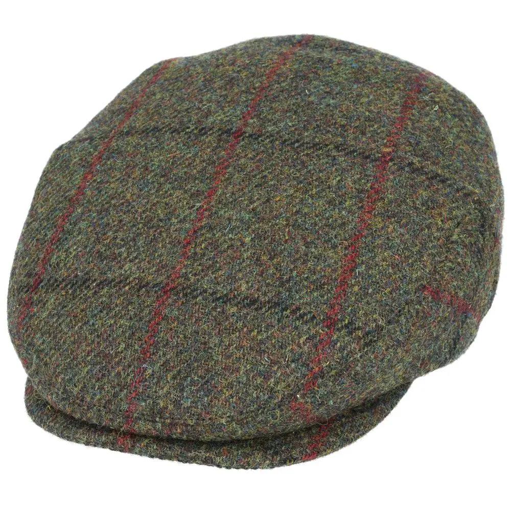 Harris Tweed Wool Flat Cap - Green Novellahats