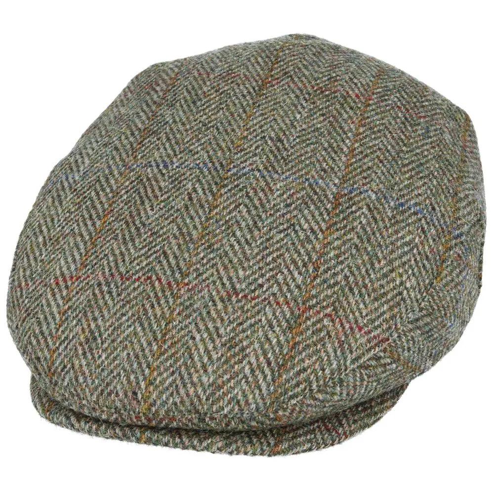 Harris Tweed Wool Flat Cap - Green Novellahats