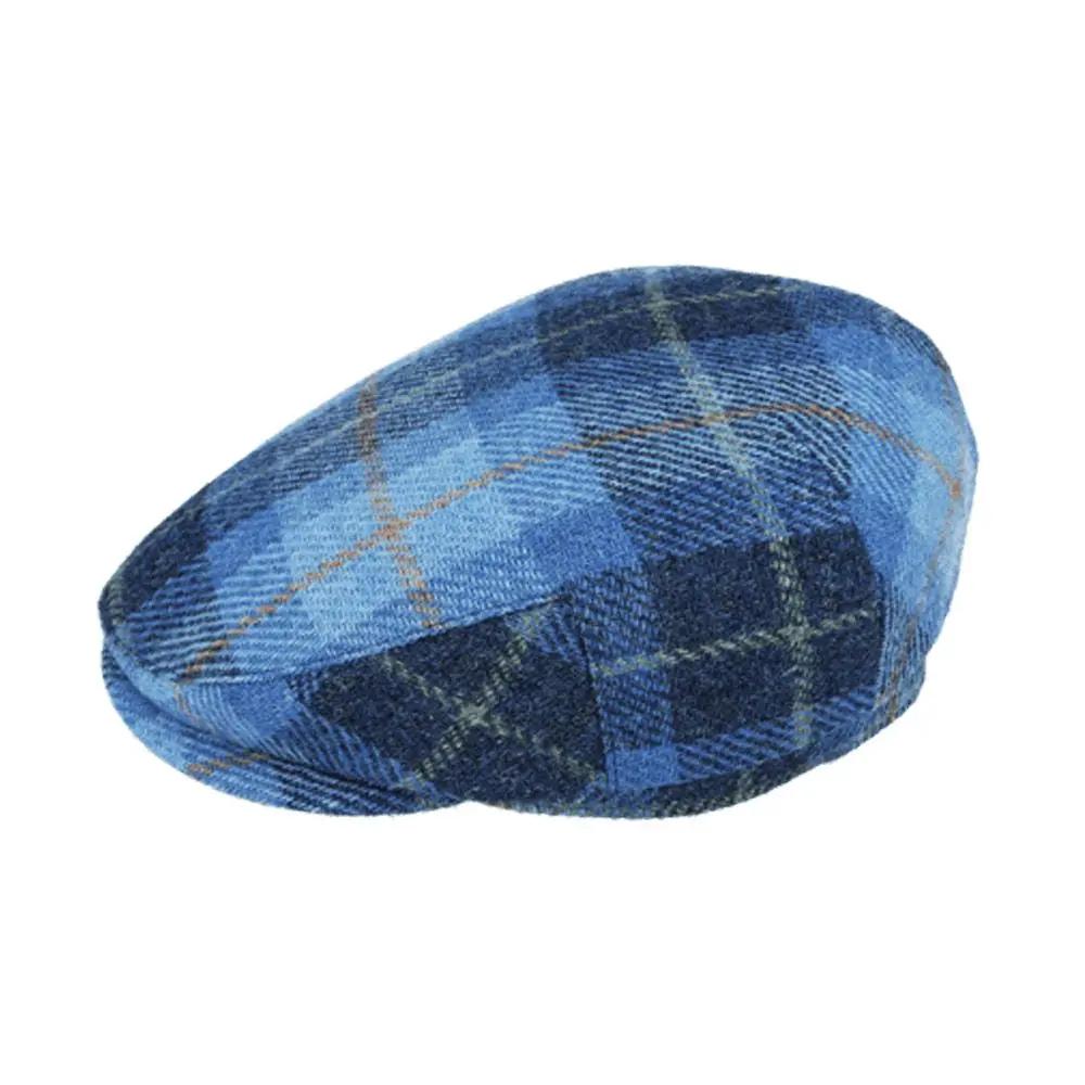 Harris Tweed Wool Flat Cap - Blue Novellahats