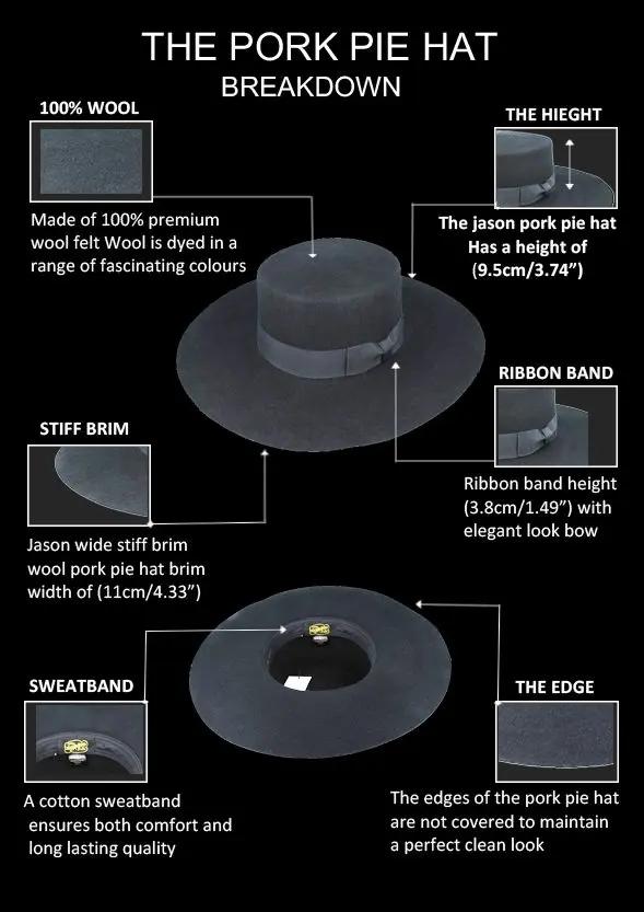 Bolero Spanish Hat Wide Stiff Brim Wool Pork Pie Novellahats