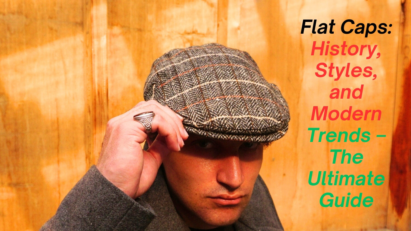 Novella Hats model showcasing a stylish brown flat cap - trendy, classic, and perfect for any occasion.