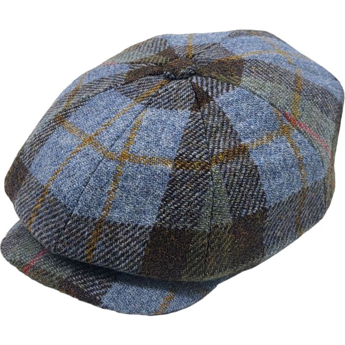 Front view of Novella Hats wool tartan checked newsboy cap