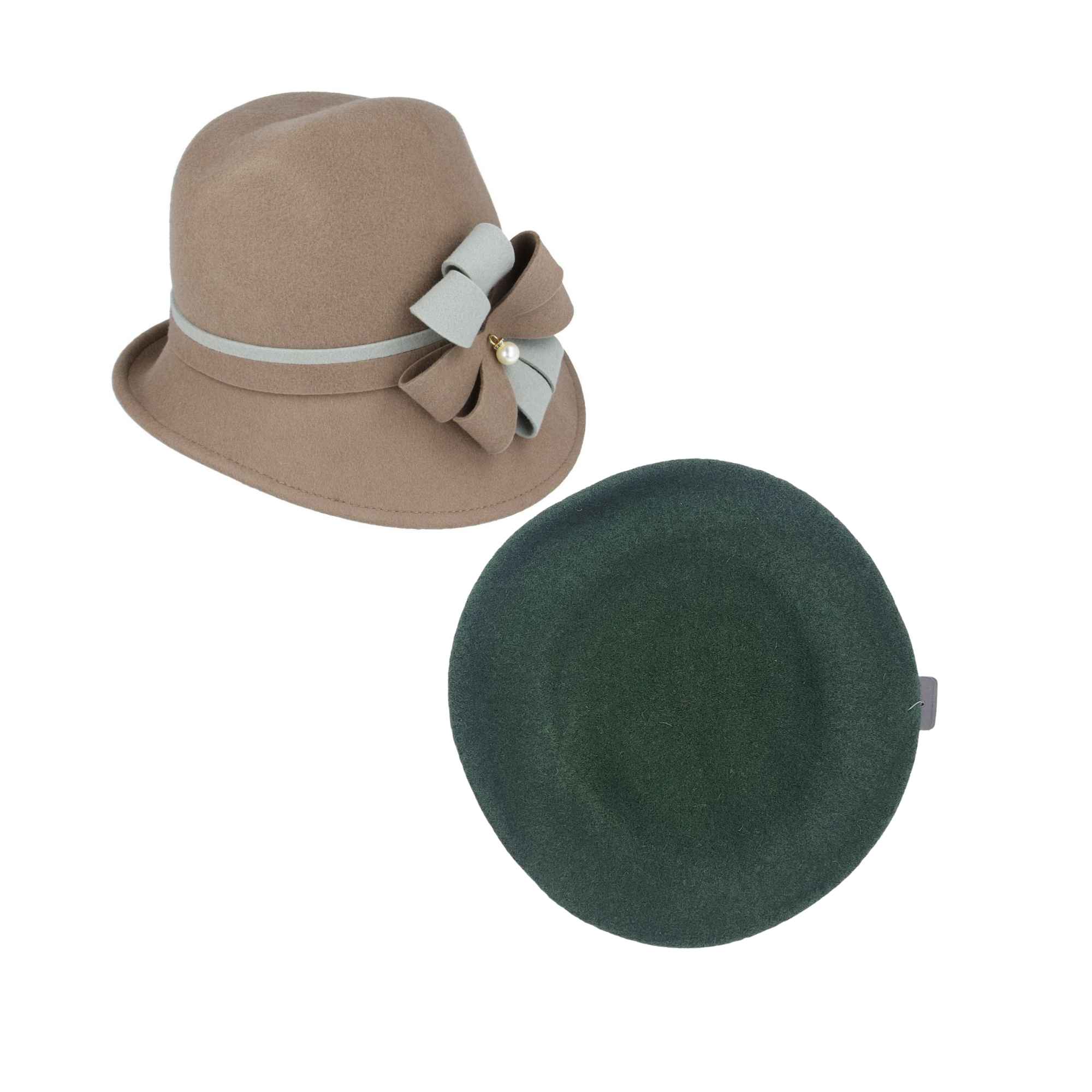 Cloche hat and wool beret bundle front view by Novella Hats