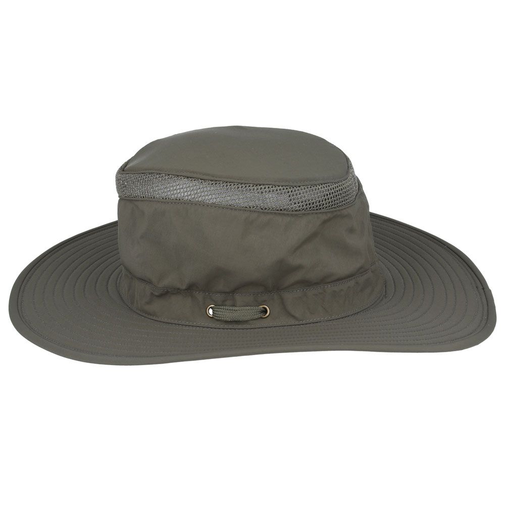 1.	Front view of Airflo packable polyester sun hat in natural colour by Novella Hats