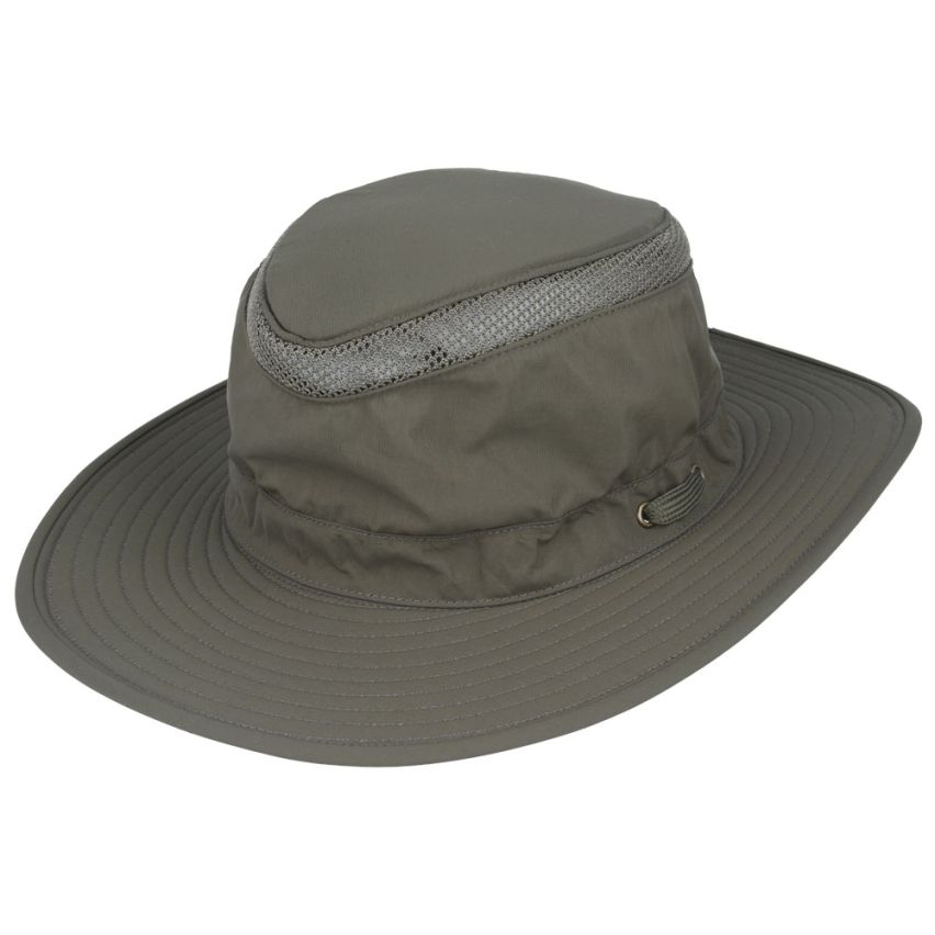 1.	Front view of Airflo packable polyester sun hat in natural colour by Novella Hats