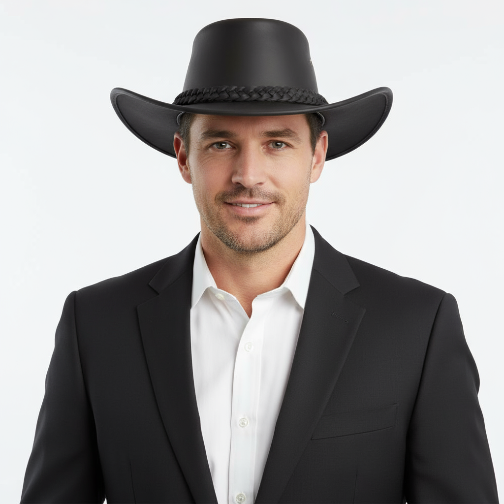 Australian style buffalo leater cowboy hat