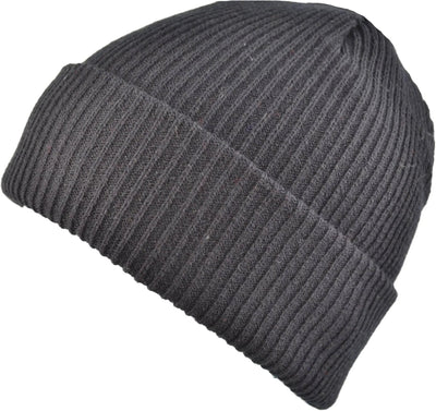 Black Ribbed Beanie Hat