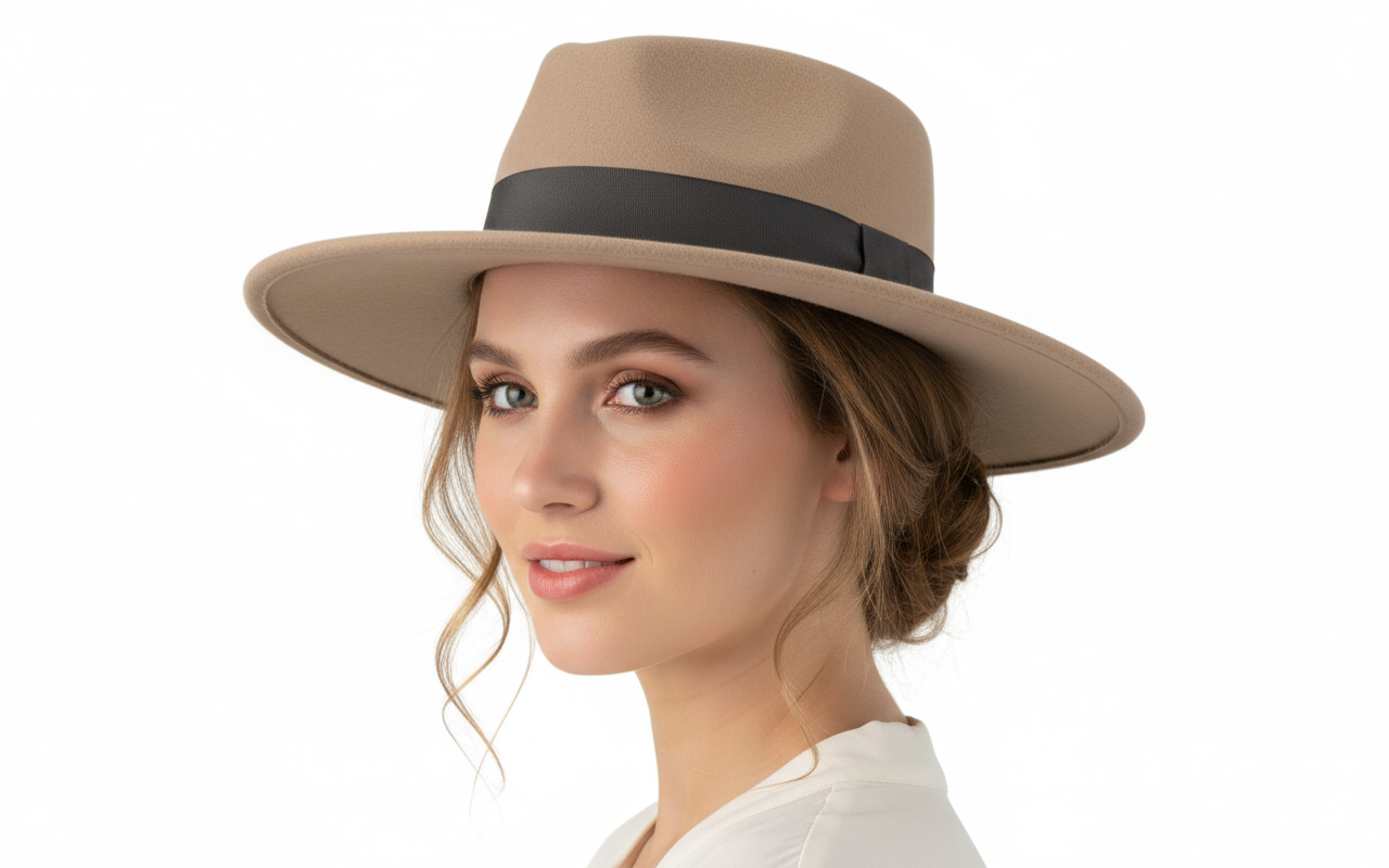 Wide Brim Wool Felt Cloche Hat. Soft, durable wool felt with adjustable interior string for a perfect fit. Classic vintage style meets modern practicality. Ample sun protection with a sophisticated silhouette. Available in Black and Beige. Versatile for both casual and formal occasions.