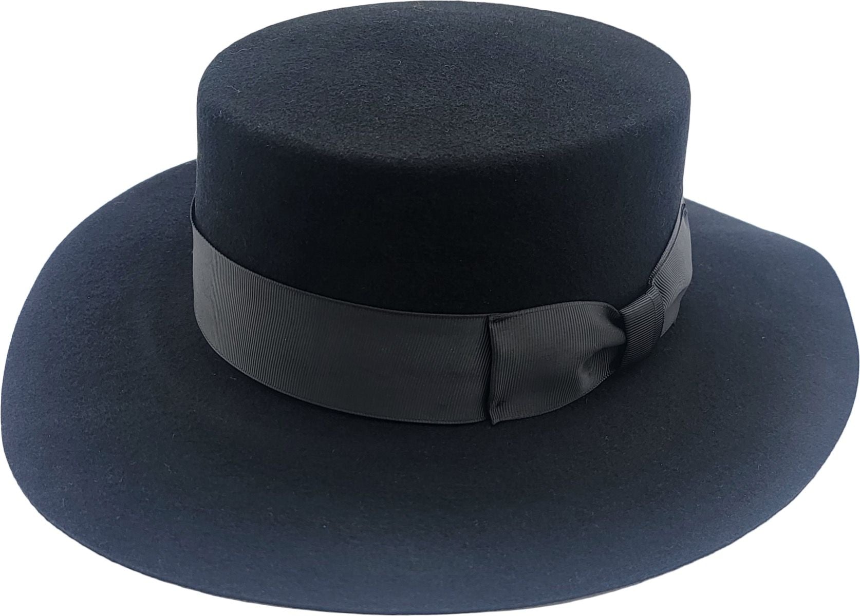 Classic Wool Felt Boater Hat: Water-resistant, 100% premium wool. Handcrafted in Black, Teal, Yellow. Adjustable fit, satin-lined. Perfect for all occasions. Easy-care elegance.