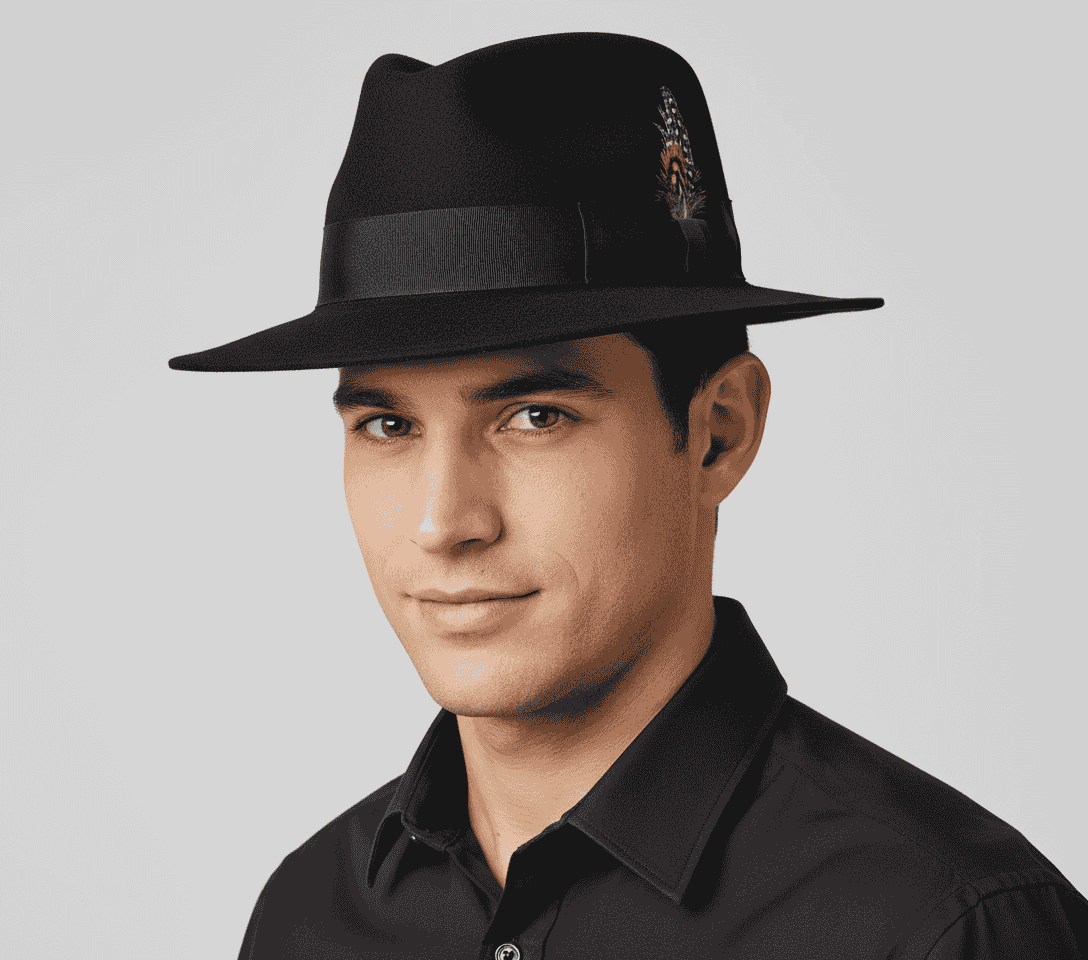 Stiff Brim Black Fedora - Premium Wool Hat
