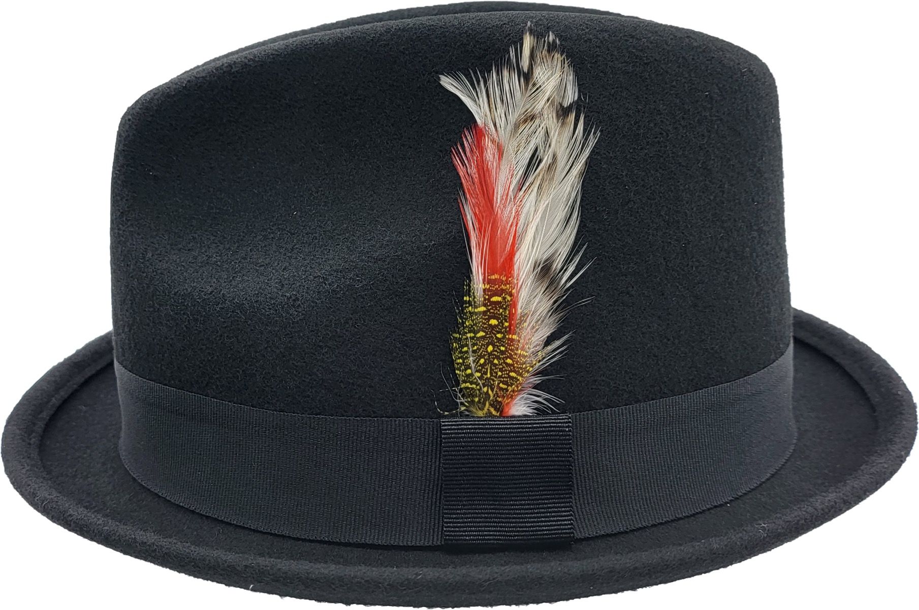 Premium Handmade 100% Wool Felt Short Brim Trilby. Feather & grosgrain ribbon. Black, White, Grey, Brown. Sizes S-XL. Superior comfort, timeless style. Hat Details: Style: Short Brim Trilby Hat Material: 100% Premium Wool Felt Craftsmanship: Handmade, unmatched quality Colors: Black, White, Grey, Brown Sizes: S, M, L,XL.