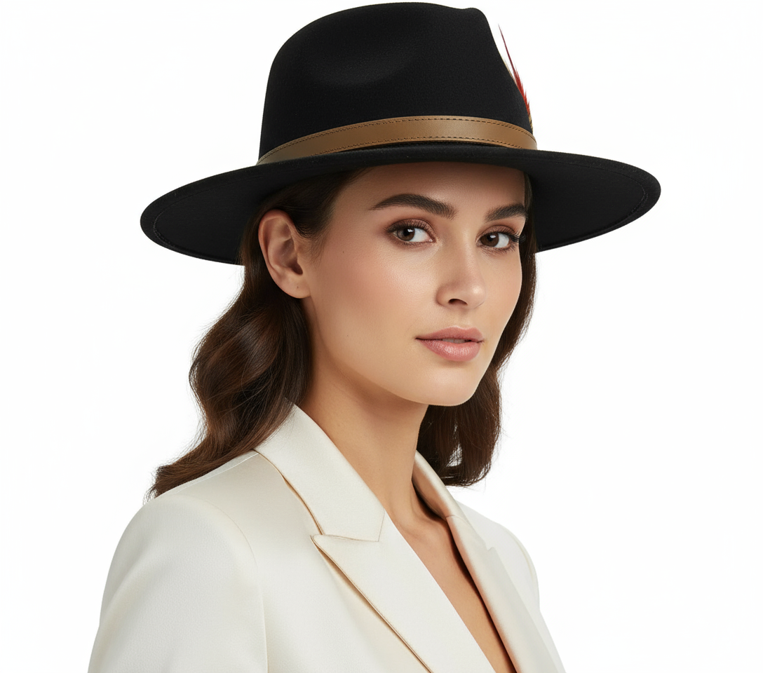 Felt Fedora hat handcrafted from 100% premium wool with a genuine leather band. Versatile for all occasions. Available in 16 stunning colors and 5 sizes (XS/S/M), (L/XL)10cm height, 6cm brim. Comfortable to wear and easy to clean. Experience the perfect blend of classic design and modern craftsmanship.