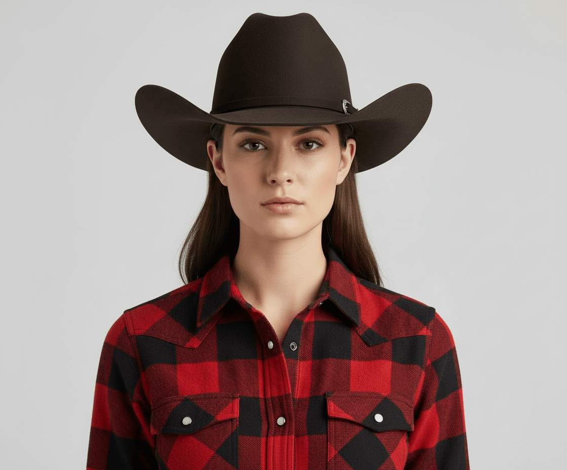 Authentic handmade wool felt cowboy hat crafted for the true Western enthusiast. Built with 100% pure wool for superior shape retention and durability. Available in Black and Brown, sizes 55-60cm. Each hat combines traditional rancher style with premium comfort for lasting quality.