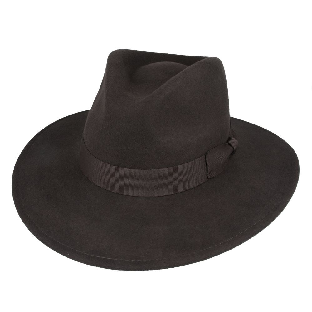 The Wide Brim Wool Crushable Fedora is a versatile, classic hat with an A-line shaped brim. This crushable and water-resistant fedora is perfect for travel—simply pack it, shake it, and wear it. The snap brim allows for different styling options, making it both dressy and practical. Hat Details: Material: 100% Wool 