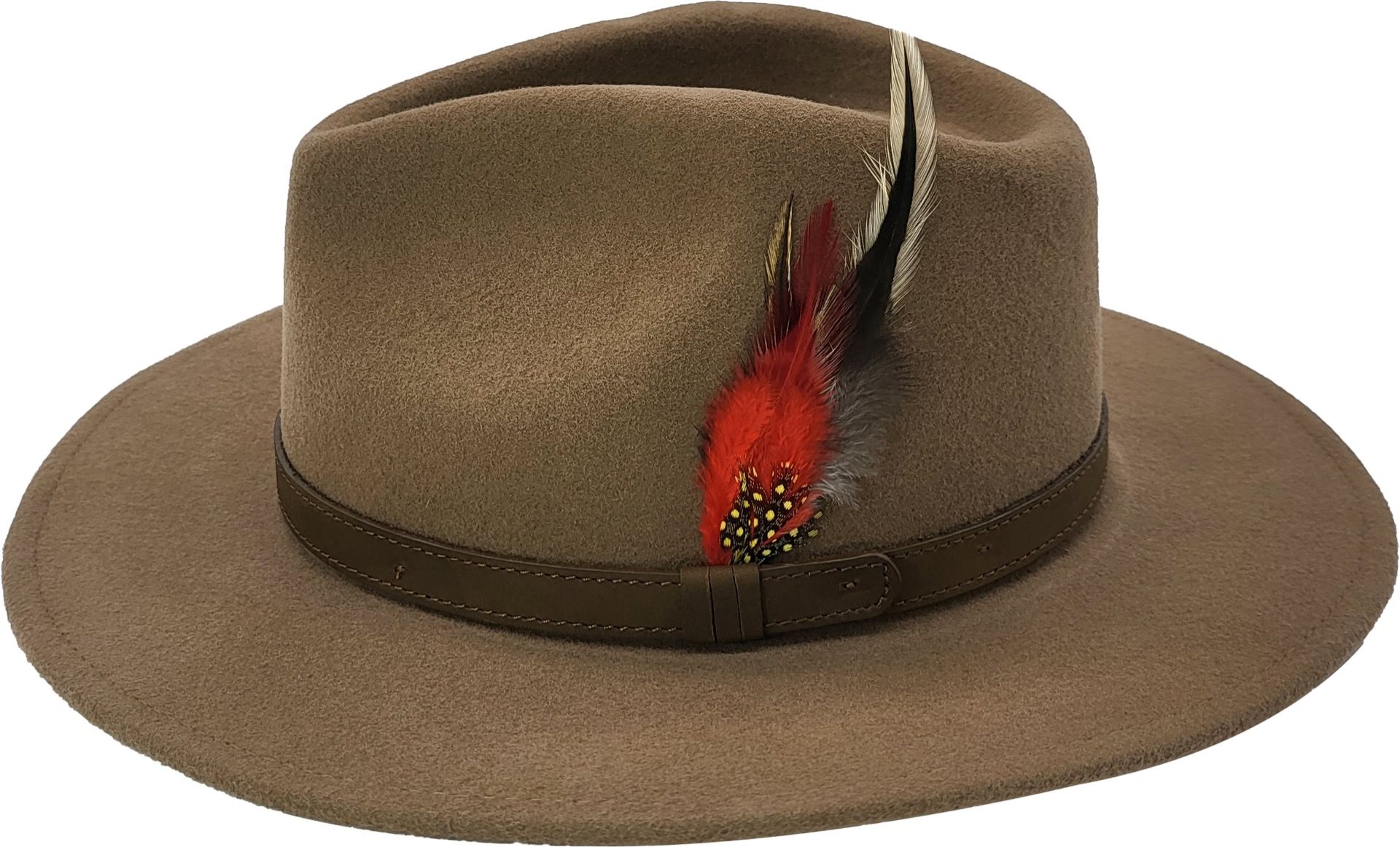 Wool Felt Fedora Hat Handmade - Brown