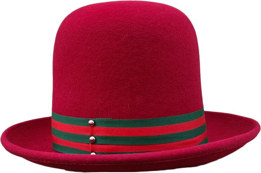 Burgundy Handmade Oversized Tall Hat. Crafted from 100% premium wool for superior comfort and timeless style. One size fits most with an adjustable inner Velcro strap. Features a ribbon band with side bow. Comfortable to wear and easy to clean. Perfect for those seeking a unique, oversized look with premium craftsmanship.