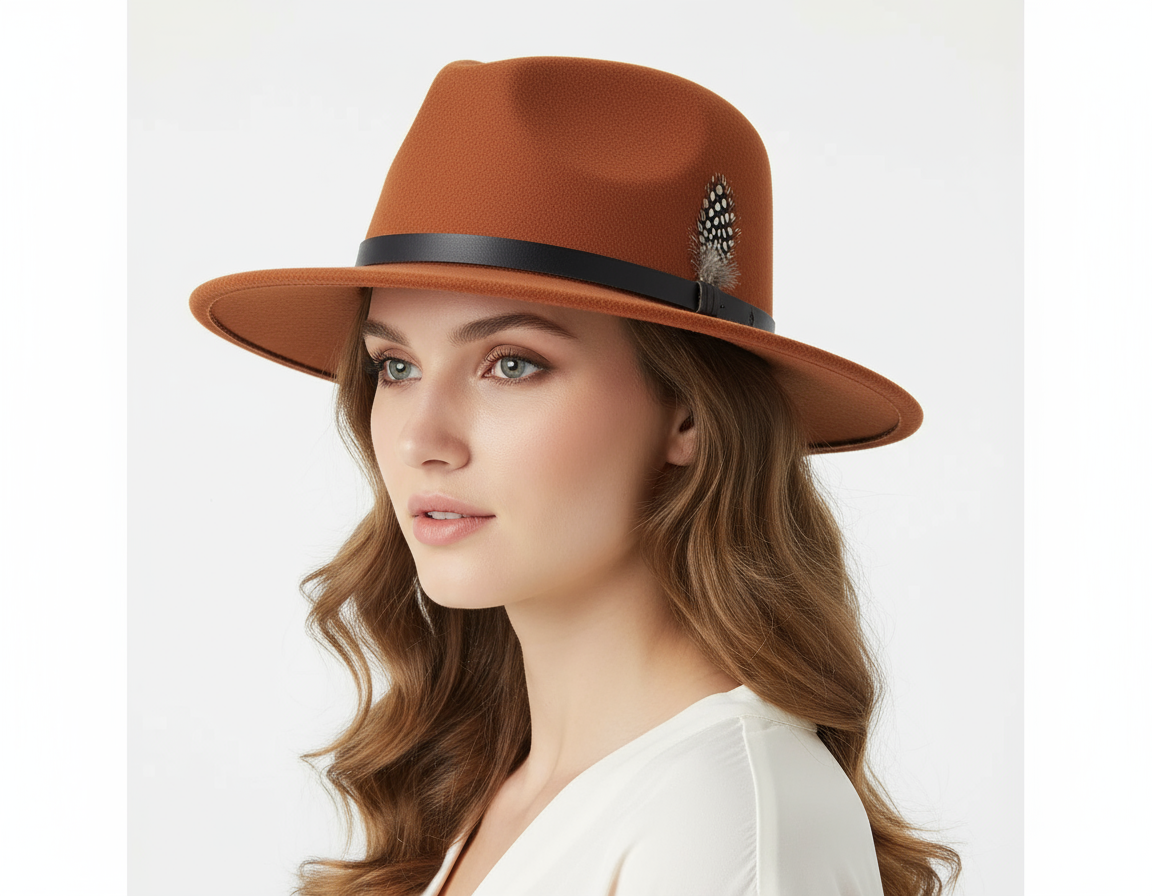 Felt Fedora hat handcrafted from 100% premium wool with a genuine leather band. Versatile for all occasions. Available in 16 stunning colors and 5 sizes (XS/S/M), (L/XL)10cm height, 6cm brim. Comfortable to wear and easy to clean. Experience the perfect blend of classic design and modern craftsmanship.
